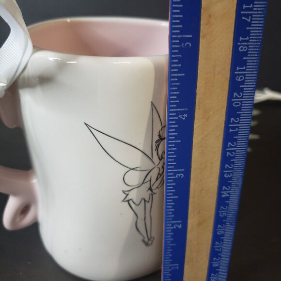 NEW Rae Dunn Disney Collectible Peter Pan Tinker Bell Pixie Pink Handle Mug Cup - Picture 7 of 7